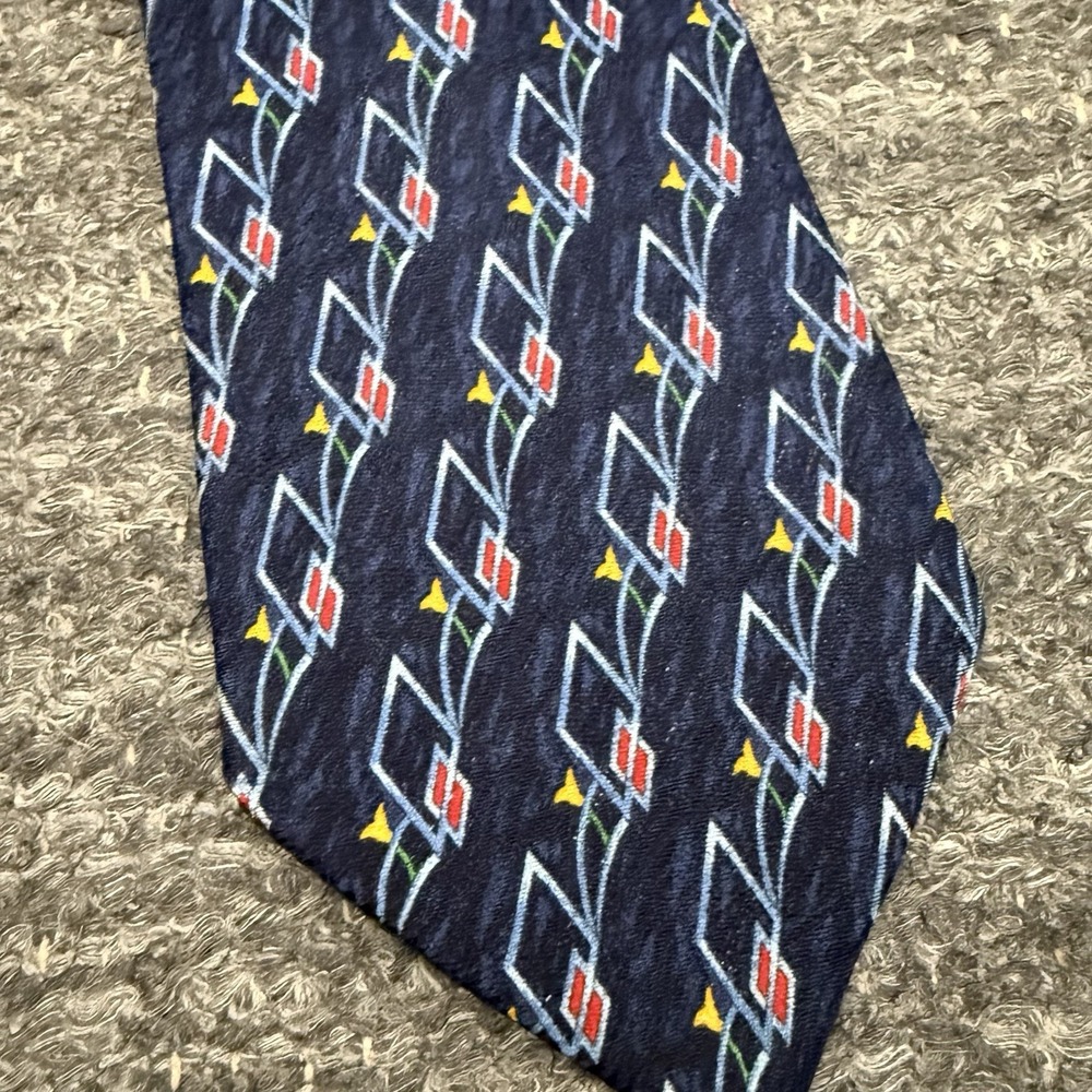 Ermenegildo Zegna Tie Men Navy Blue Geometric Classic Designer Silk Diamond